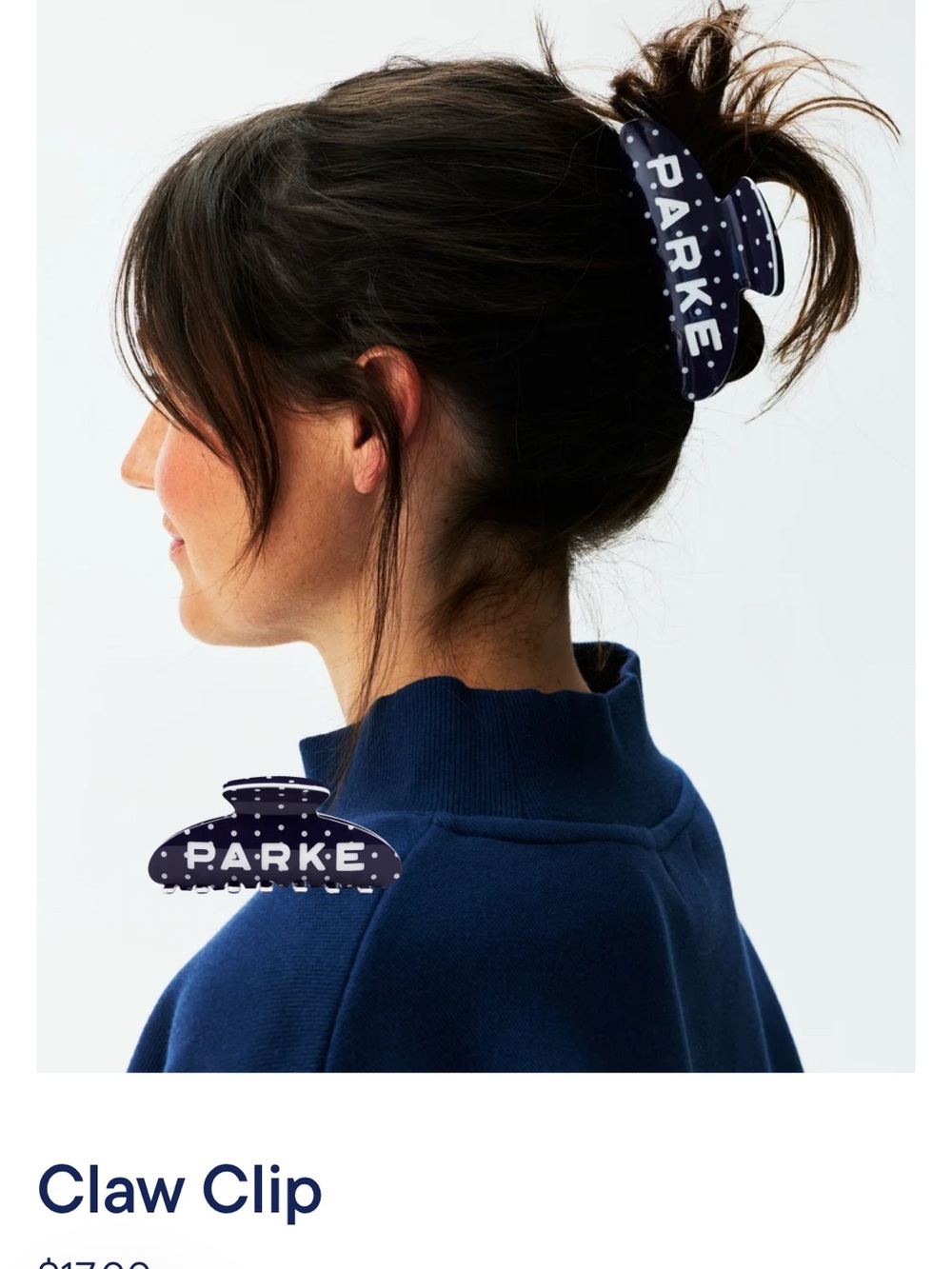 PARKE  Navy Polka Dot Hair Clip